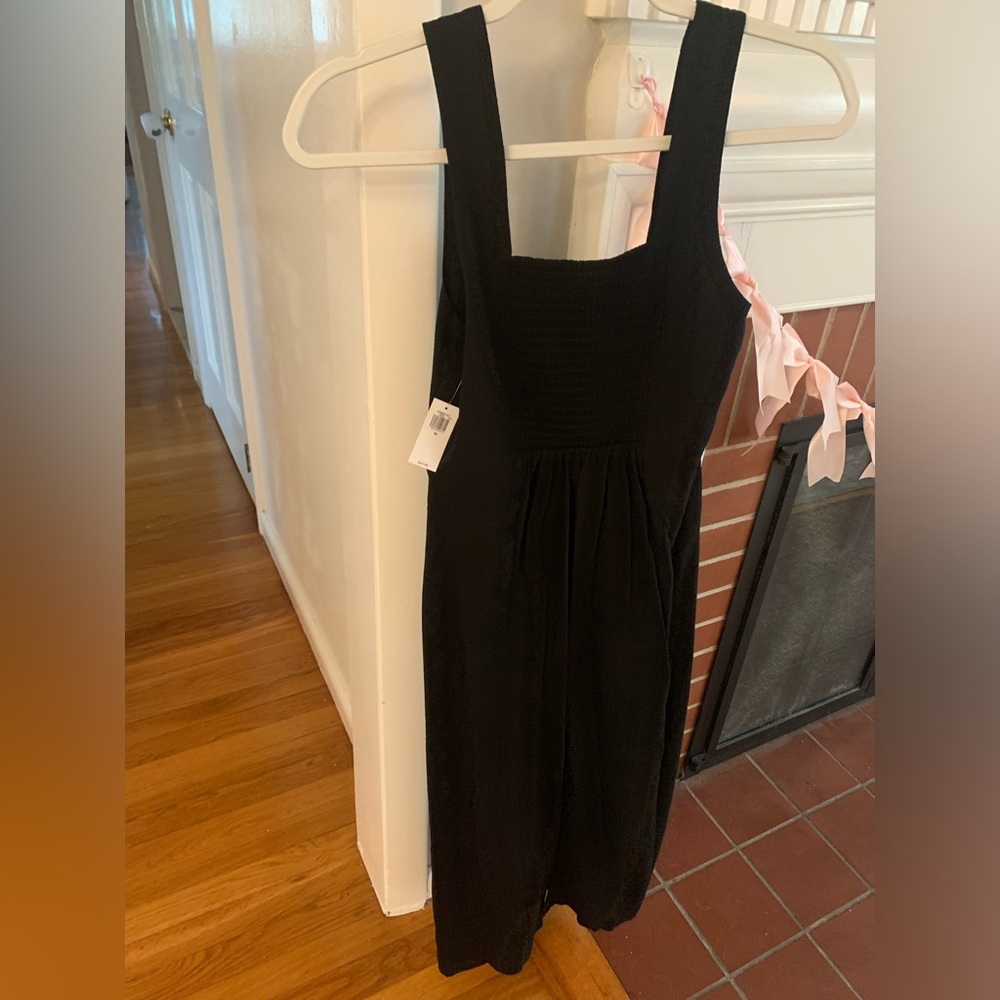 Black Linen Midi Dress Size Small NWT